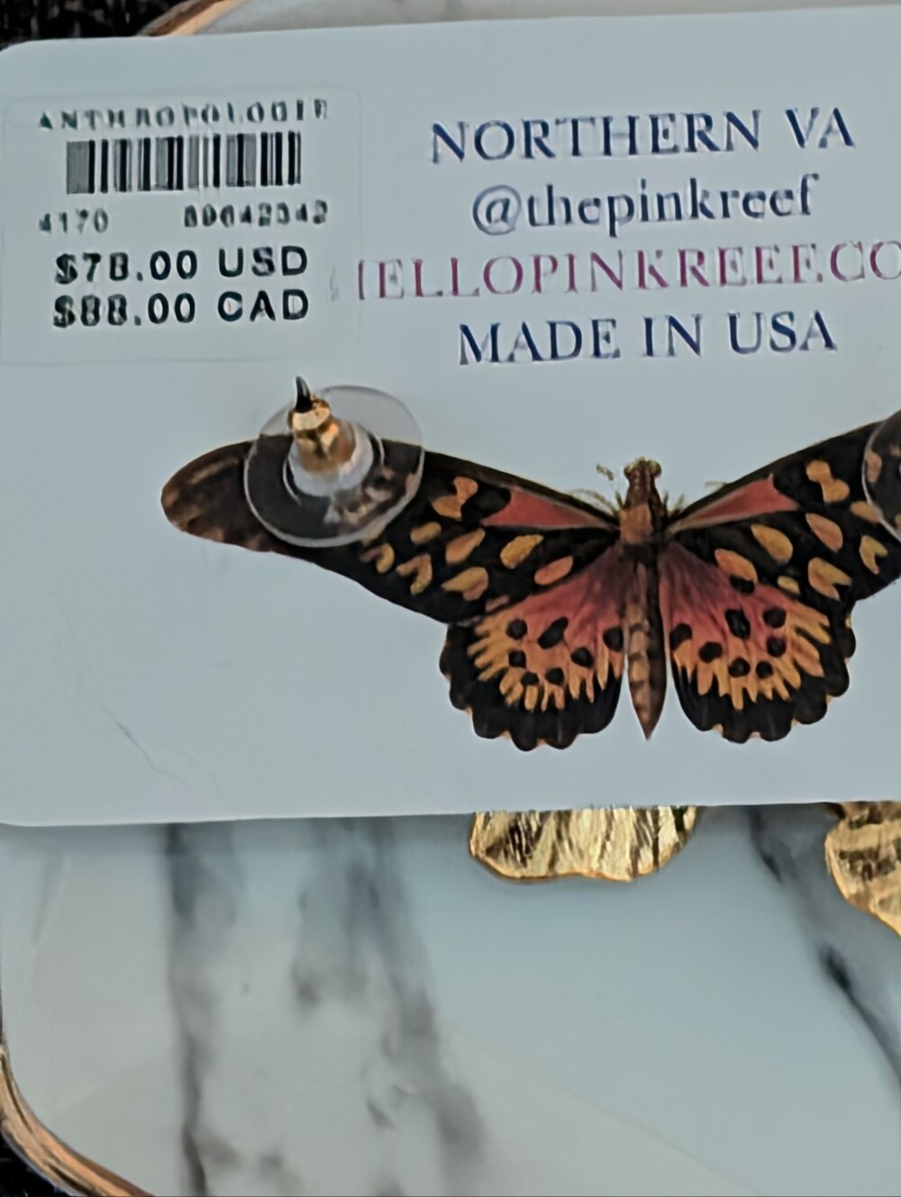 Anthropologie The Pink Reef Earrings *NWT * Gorgeous  *Sold Out At Anthro - Picture 3 of 3